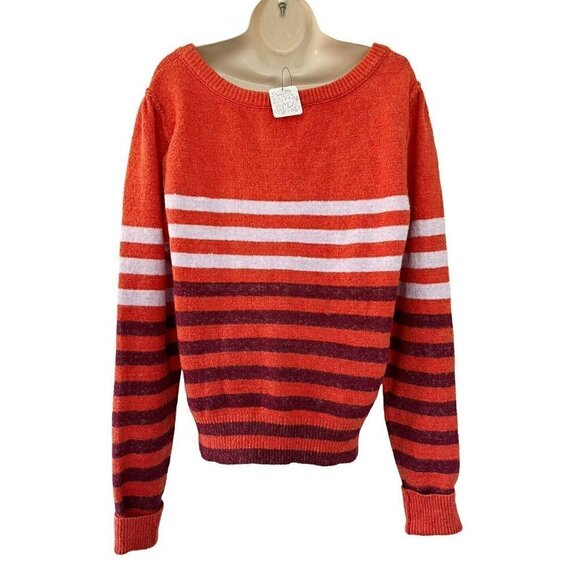 Free People Complete Me Orange Striped Alpaca Wool Blend Sweater Womans Sz M NWT - Picture 5 of 11